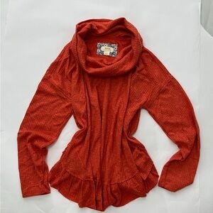 Anthropology Women's Red Cowl Neck Sweater